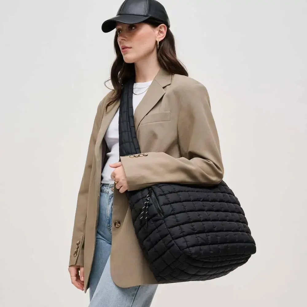 Leda Quilted Nylon Puffer Hobo: Sage